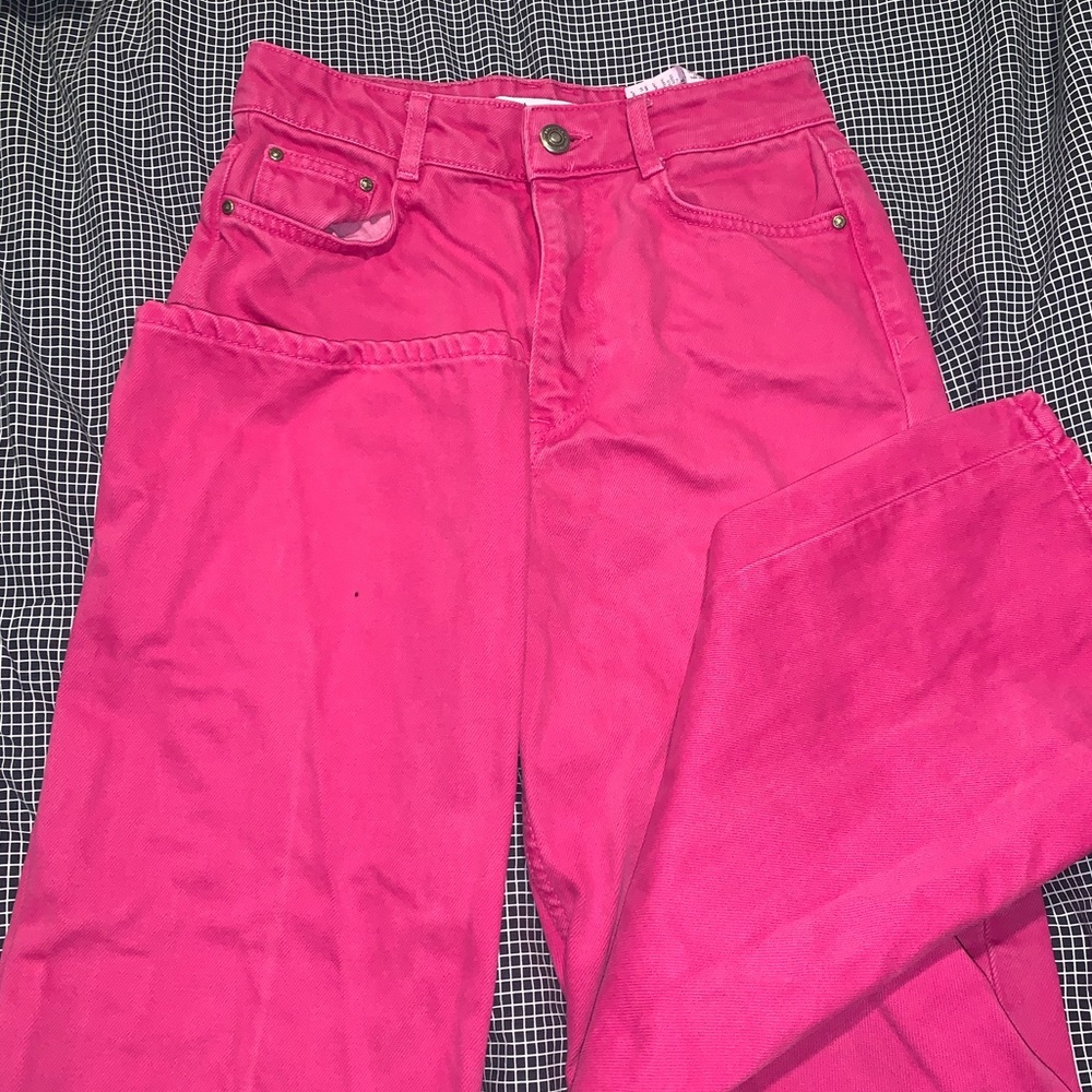 pink zara wide leg pants